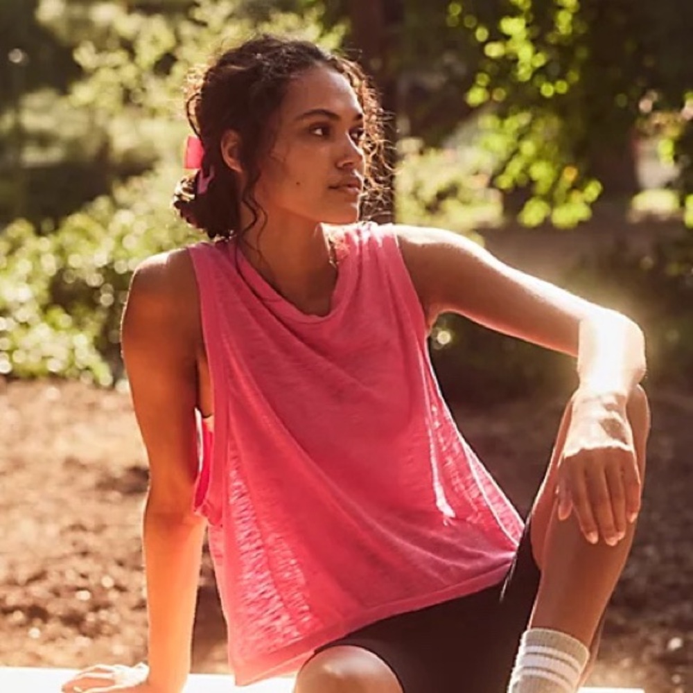 NWT Free People Movement Cropped Live Tank neon Coral Sz XS